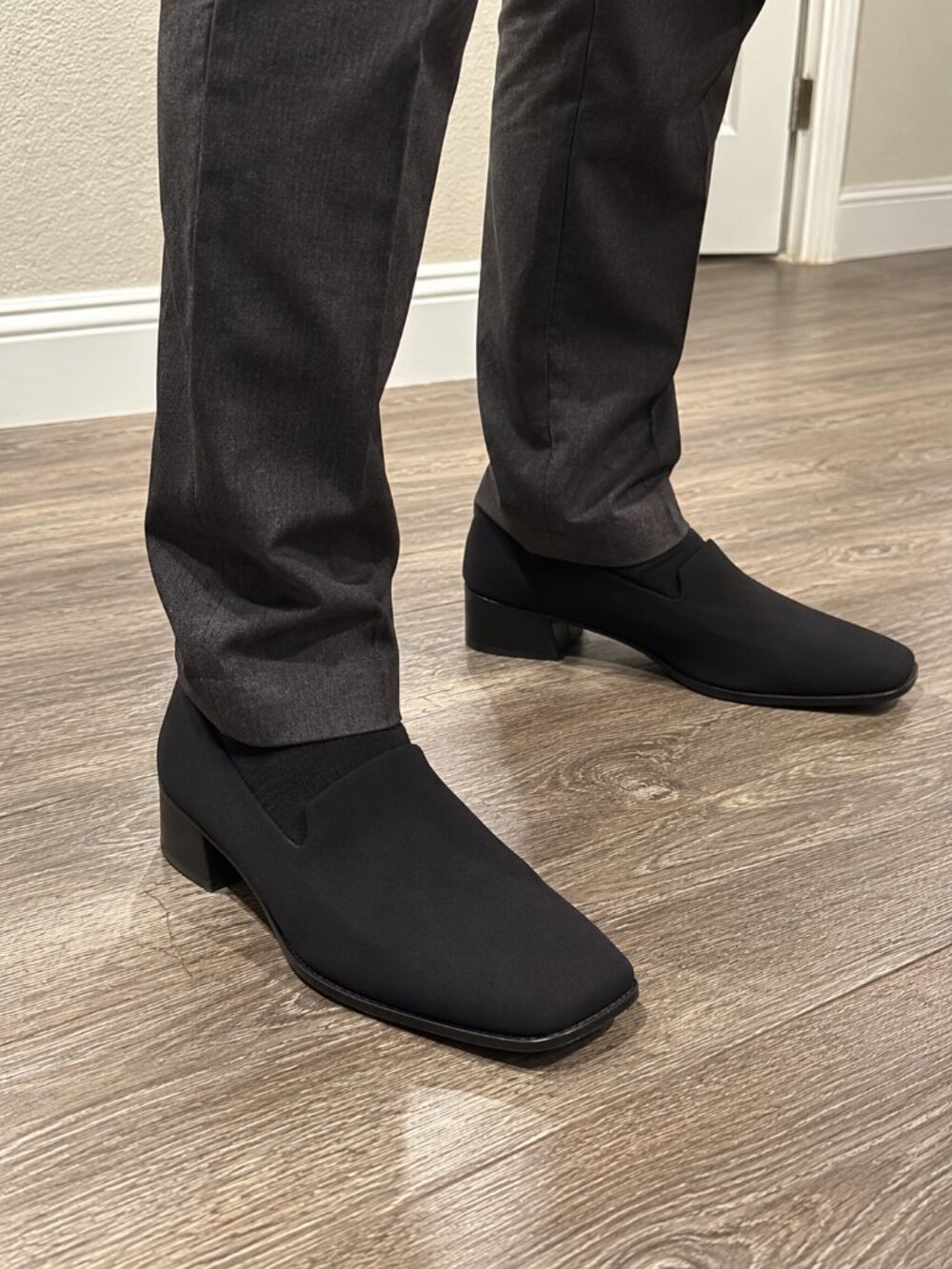 Donald J Pliner Black Stretch Slip-On Loafers Size 12M Made in Spain